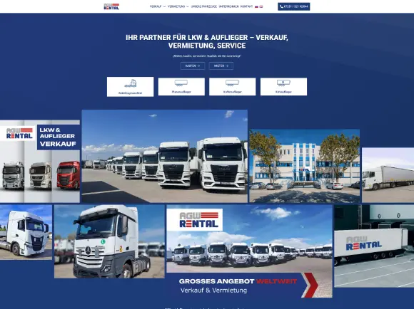 Webseite A.G.W. Rental GmbH, gestaltet von MaWe Design