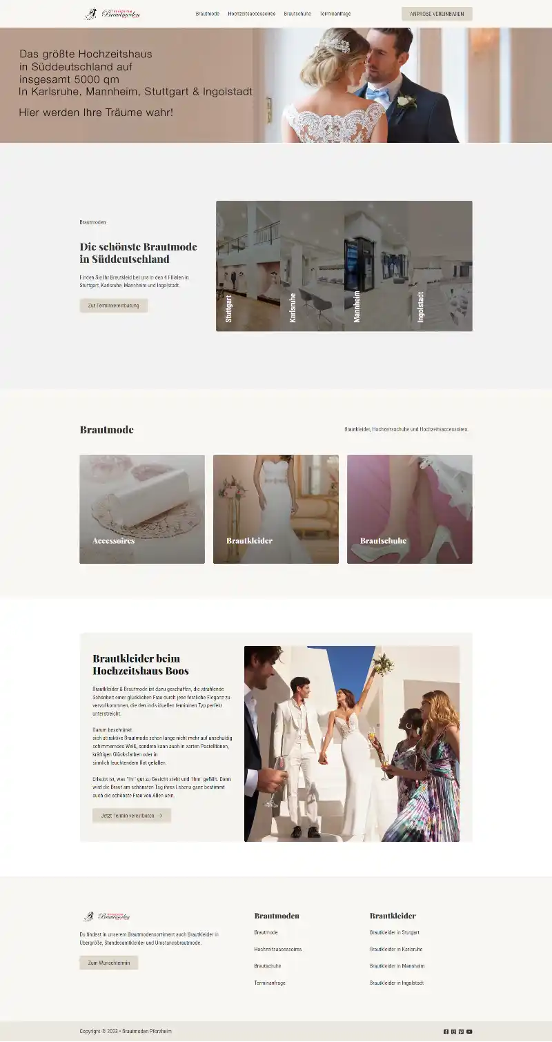 Webseite Brautmoden Pforzheim, gestaltet von MaWe Design