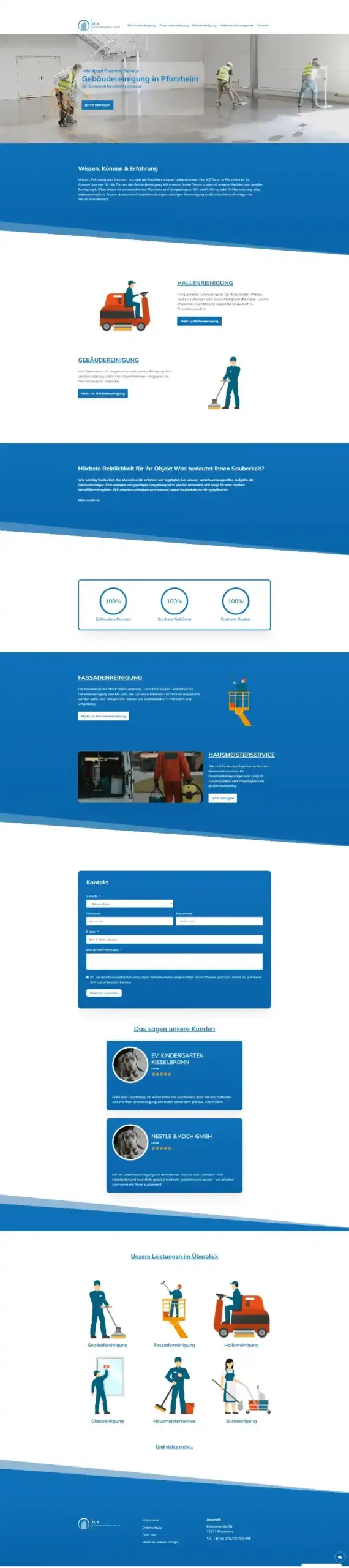 Webseite ICS-Dienstleistungen, gestaltet von MaWe Design