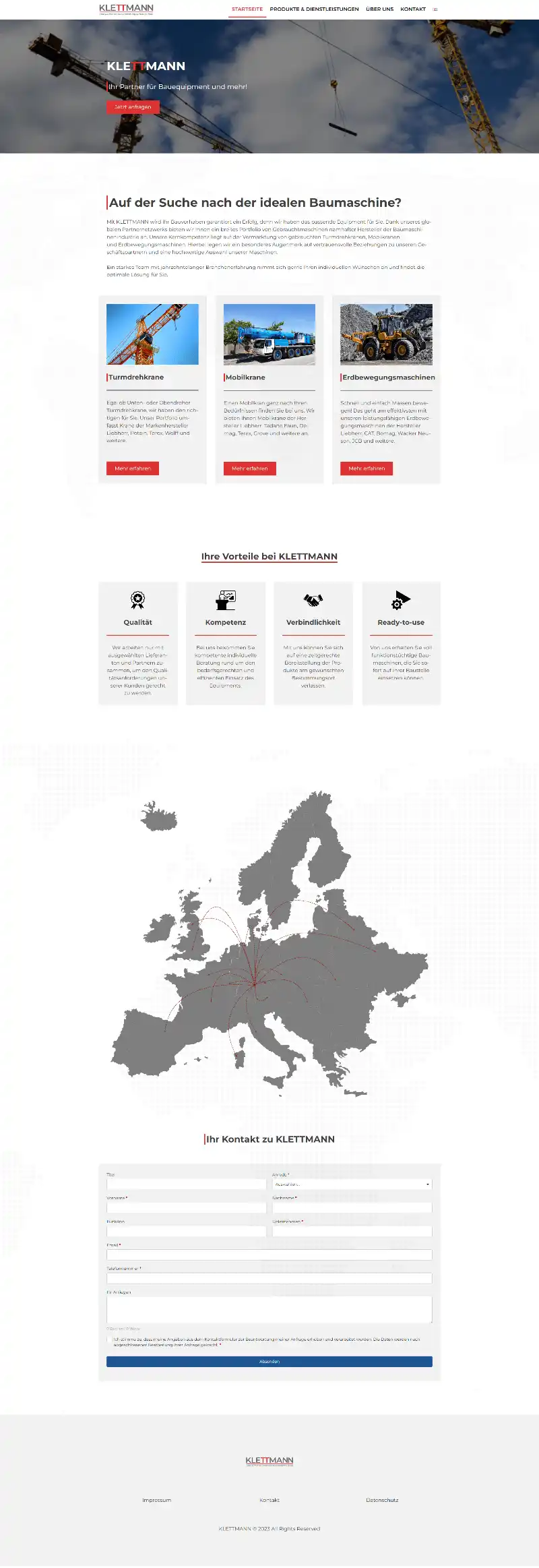 Webseite Klettmann GmbH, gestaltet von MaWe Design