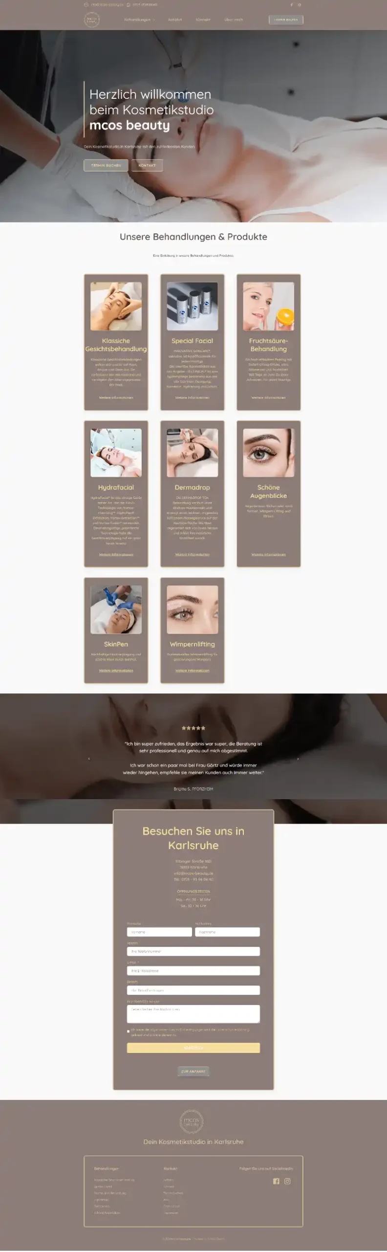 Webseite MCOS Beauty, gestaltet von MaWe Design