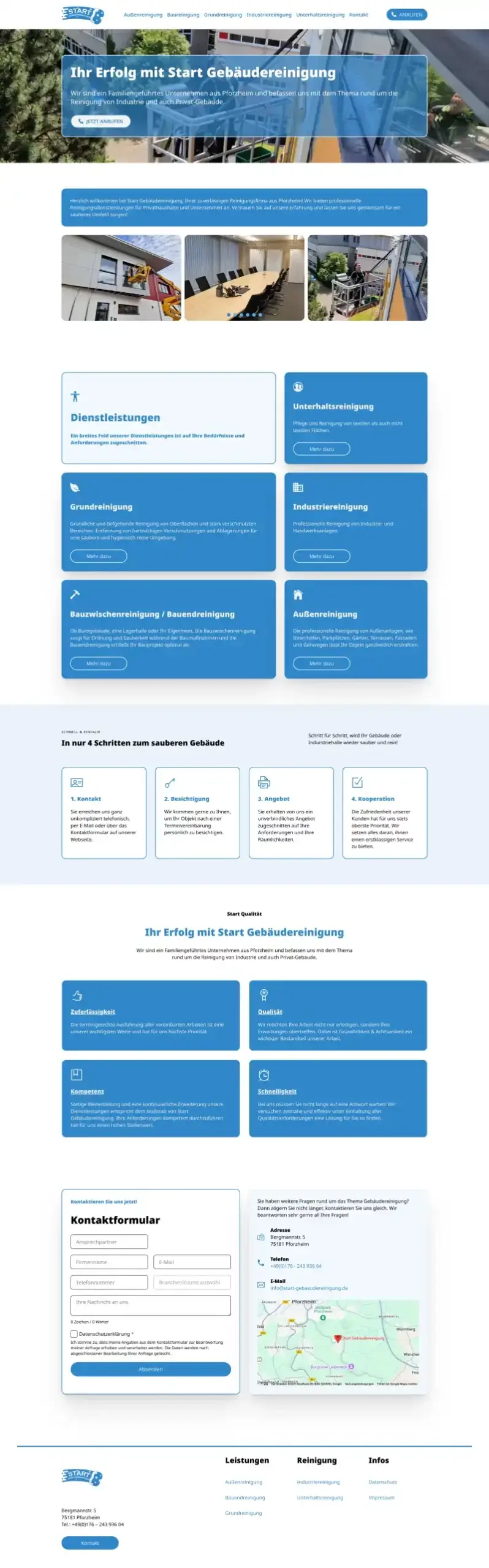 Webseite Start Gebäudereinigung, gestaltet von MaWe Design