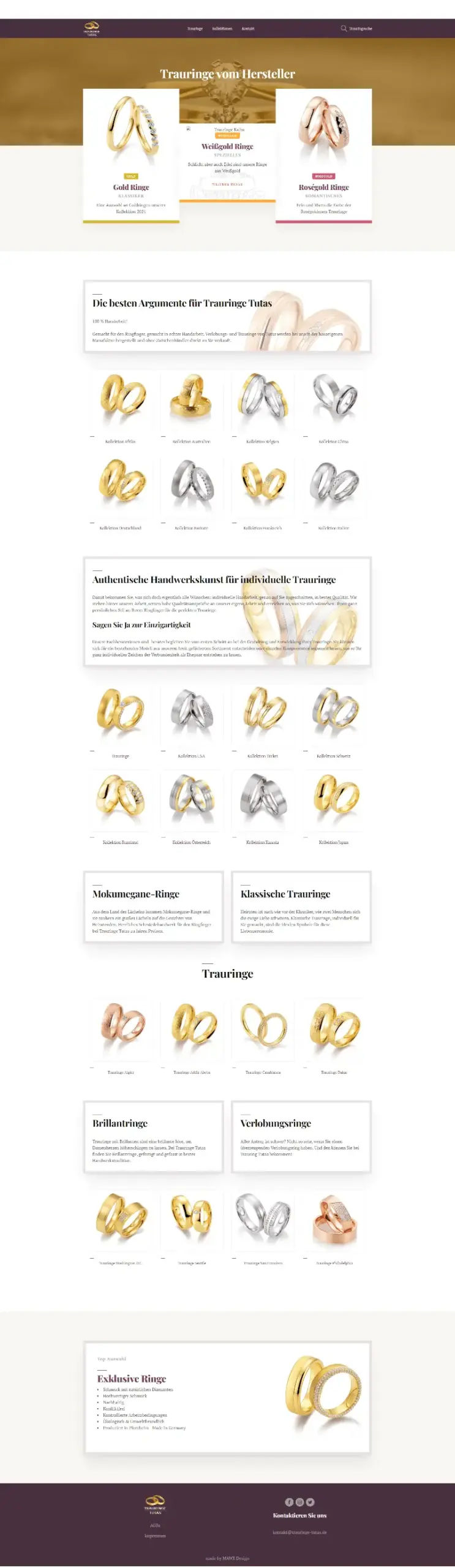 Webseite Trauringe Tutas, gestaltet von MaWe Design