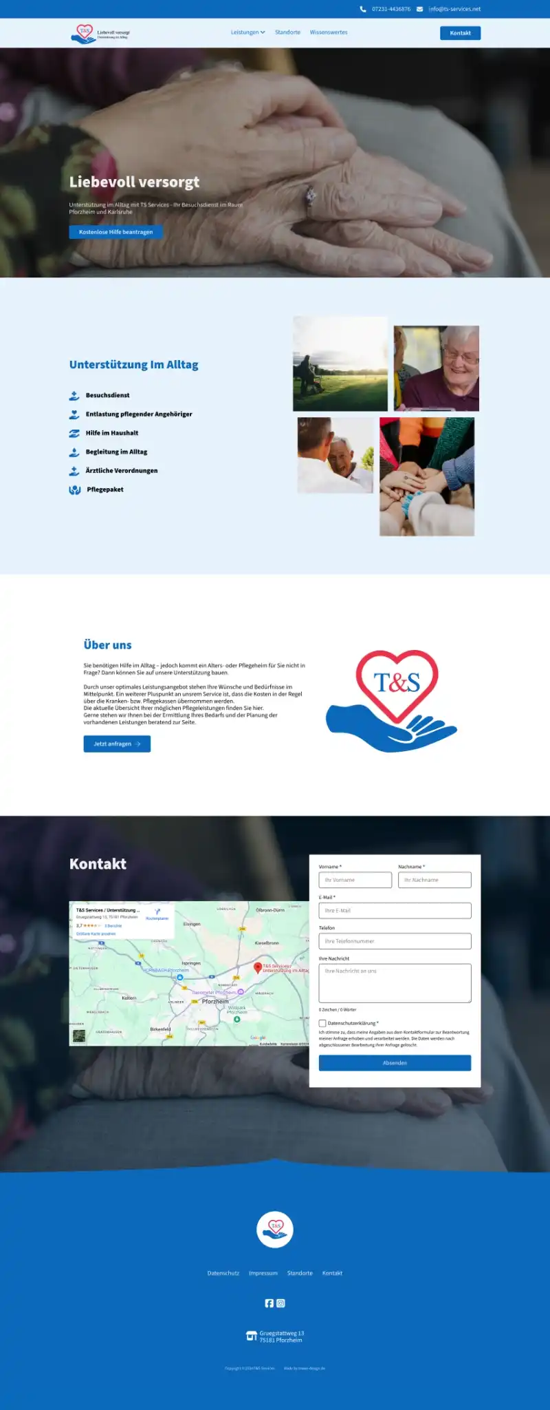 Webseite TS Services, gestaltet von MaWe Design